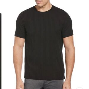 NEW Perry Ellis RIB KNIT CREW NECK TEE in black size: M